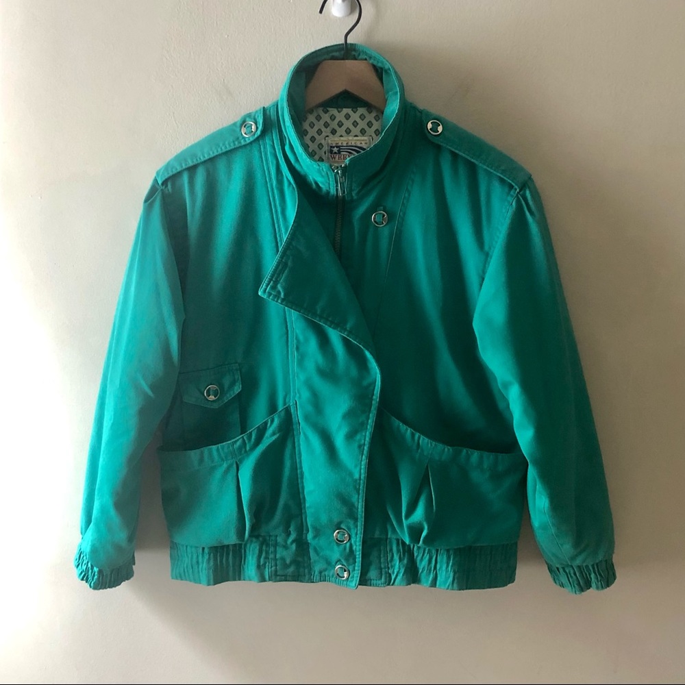 AMERICAN WEEKEND Teal Green Insulated Bomber Jacket